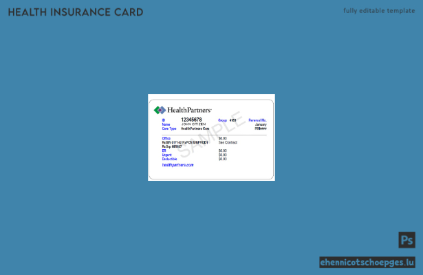 USA HealthPartners Krankenversicherungskarte – Beispielvorschau